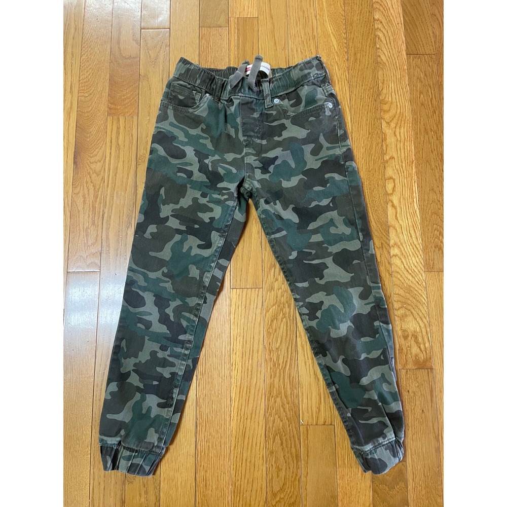 Levis‎ Kids Camo Jogger Pants Green Camouflage Elastic Waist Size 8 Reg W24 L25